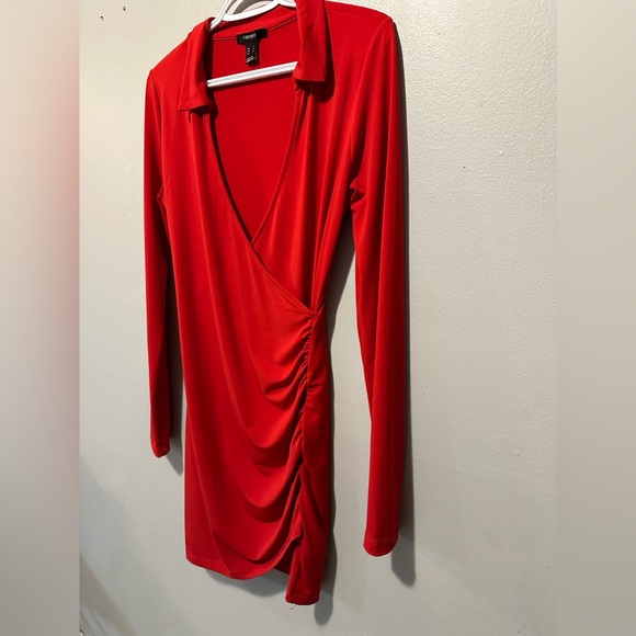 Forever 21 long sleeve wrap tulip bottom red bodycon dress Medium - Picture 7 of 10
